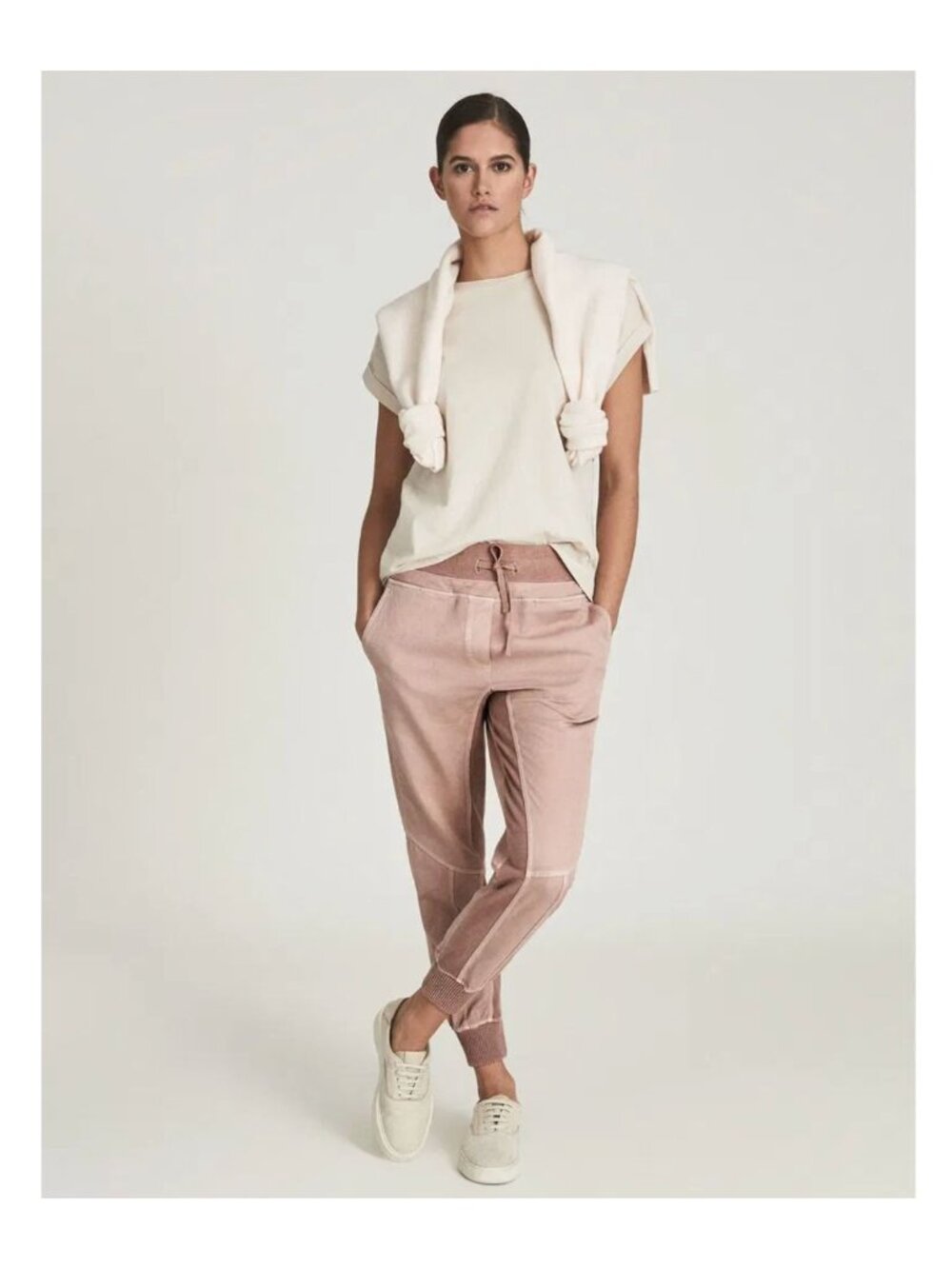 Reiss Adrianna Paneled Blush Pink Jogger Pants 8
